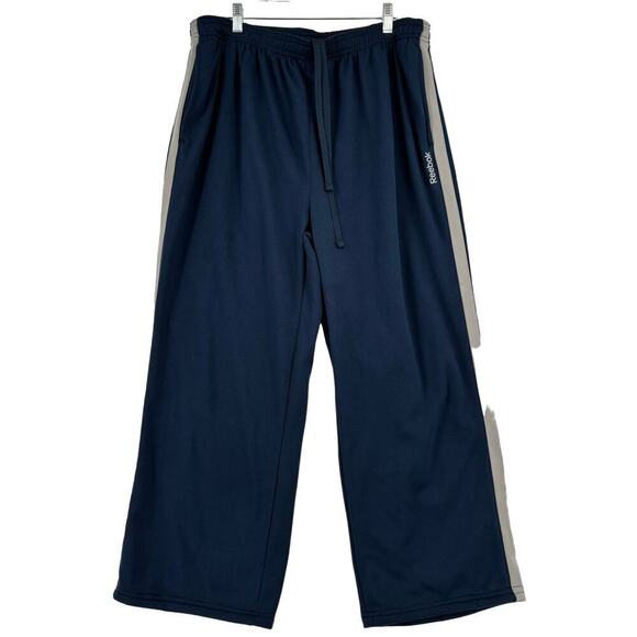 Reebok Sweat Pants Fleece Lined Drawstring Waist Navy Men's 2XL SHORT HEMMED - Picture 1 of 11
